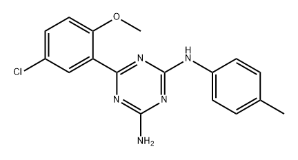 1,3,5-Triazine-2,4-diamine, 6-(5-chloro-2-methoxyphenyl)-N2-(4-methylphenyl)- Struktur