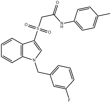 Acetamide, 2-[[1-[(3-fluorophenyl)methyl]-1H-indol-3-yl]sulfonyl]-N-(4-methylphenyl)- Struktur