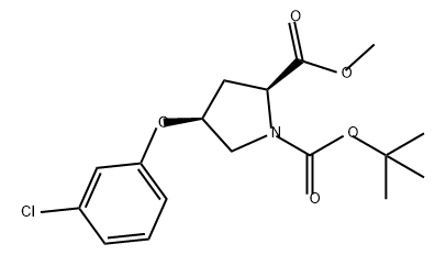 1,2-Pyrrolidinedicarboxylic acid, 4-(3-chlorophenoxy)-, 1-(1,1-dimethylethyl) 2-methyl ester, (2S,4S)- Struktur