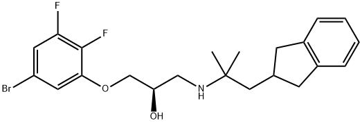 2-Propanol, 1-(5-bromo-2,3-difluorophenoxy)-3-[[2-(2,3-dihydro-1H-inden-2-yl)-1,1-dimethylethyl]amino]-, (2R)- Struktur