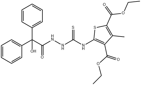 diethyl 5-(2-(2-hydroxy-2,2-diphenylacetyl)hydrazinecarbothioamido)-3-methylthiophene-2,4-dicarboxylate Struktur