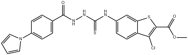 methyl 6-(2-(4-(1H-pyrrol-1-yl)benzoyl)hydrazinecarbothioamido)-3-chlorobenzo[b]thiophene-2-carboxylate Struktur