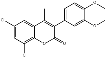 2H-1-Benzopyran-2-one, 6,8-dichloro-3-(3,4-dimethoxyphenyl)-4-methyl- Struktur