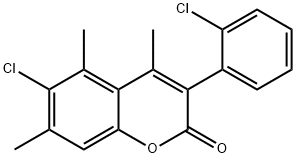 2H-1-Benzopyran-2-one, 6-chloro-3-(2-chlorophenyl)-4,5,7-trimethyl- Struktur