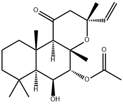 (3R,6aα,10bα)-5α-Acetyloxy-3α-vinyldodecahydro-6β-hydroxy-3,4aβ,7,7,10aβ-pentamethyl-1H-naphtho[2,1-b]pyran-1-one Struktur