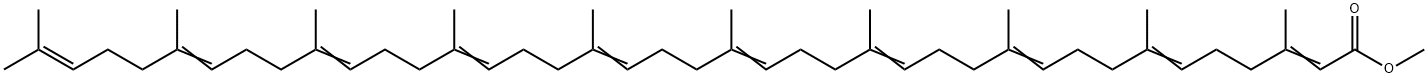 3,7,11,15,19,23,27,31,35,39-Decamethyl-2,6,10,14,18,22,26,30,34,38-tetracontadecenoic acid methyl ester Struktur