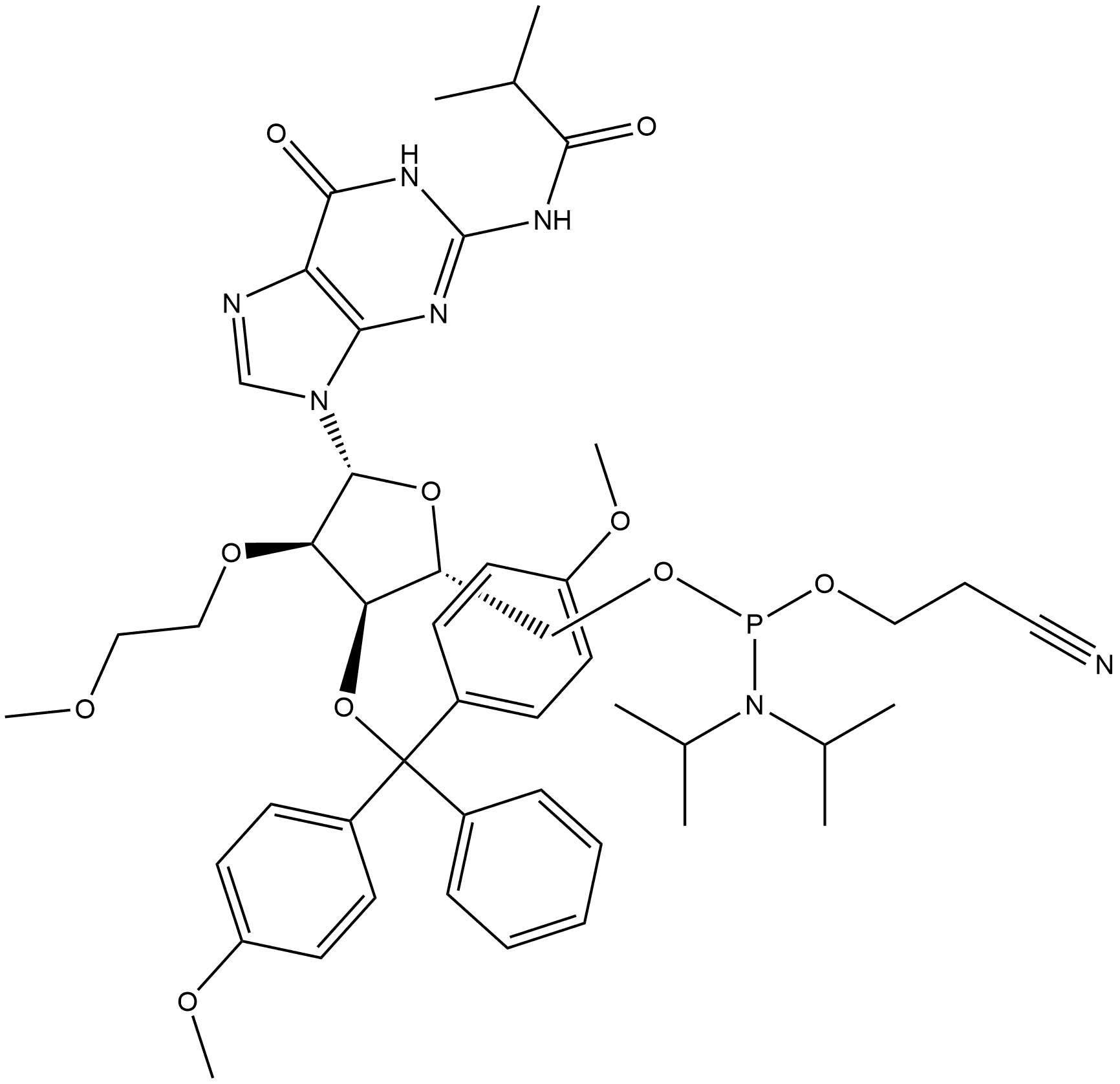 Rev 2'-O-MOE-G(iBu)-5'-amidite Struktur