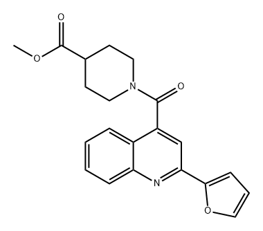 4-Piperidinecarboxylic acid, 1-[[2-(2-furanyl)-4-quinolinyl]carbonyl]-, methyl ester Struktur