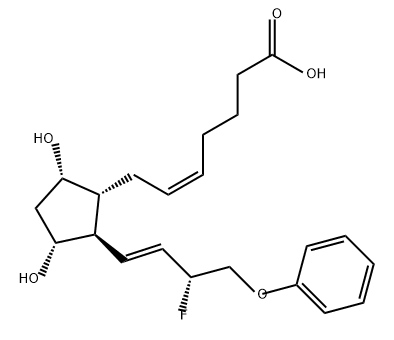 5-Heptenoic acid, 7-[(1R,2R,3R,5S)-2-[(1E,3R)-3-fluoro-4-phenoxy-1-buten-1-yl]-3,5-dihydroxycyclopentyl]-, (5Z)- Struktur