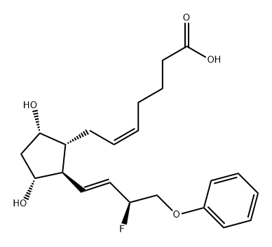 5-Heptenoic acid, 7-[(1R,2R,3R,5S)-2-[(1E,3S)-3-fluoro-4-phenoxy-1-buten-1-yl]-3,5-dihydroxycyclopentyl]-, (5Z)- Struktur