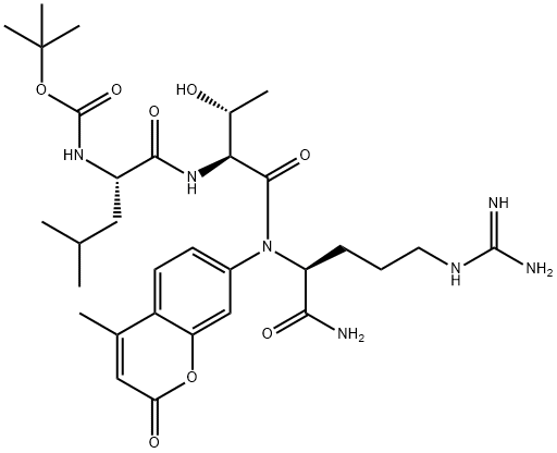 L-Argininamide, N-[(1,1-dimethylethoxy)carbonyl]-L-leucyl-L-threonyl-N-(4-methyl-2-oxo-2H-1-benzopyran-7-yl)- (9CI) Struktur