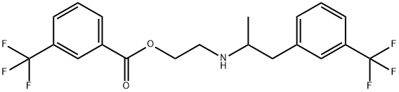 Benzoic acid, 3-(trifluoromethyl)-, 2-[[1-methyl-2-[3-(trifluoromethyl)phenyl]ethyl]amino]ethyl ester Struktur