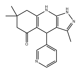 5H-Pyrazolo[3,4-b]quinolin-5-one, 1,4,6,7,8,9-hexahydro-3,7,7-trimethyl-4-(3-pyridinyl)- Struktur