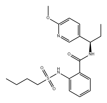 Benzamide, 2-[(butylsulfonyl)amino]-N-[(1R)-1-(6-methoxy-3-pyridinyl)propyl]- Struktur