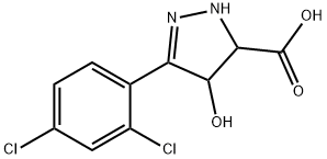 1H-Pyrazole-5-carboxylic acid, 3-(2,4-dichlorophenyl)-4,5-dihydro-4-hydroxy- Struktur