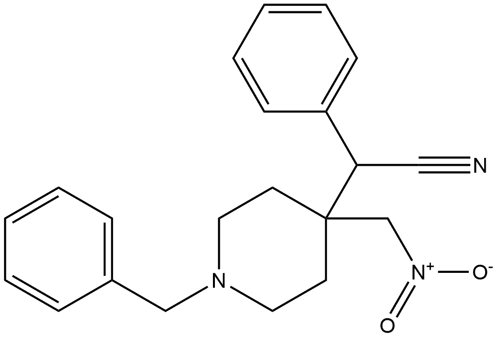 4-Piperidineacetonitrile, 4-(nitromethyl)-α-phenyl-1-(phenylmethyl)- Struktur