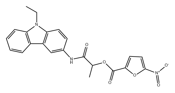 2-Furancarboxylic acid, 5-nitro-, 2-[(9-ethyl-9H-carbazol-3-yl)amino]-1-methyl-2-oxoethyl ester Struktur