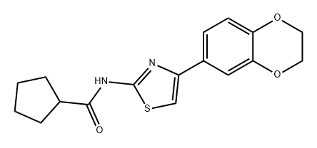 Cyclopentanecarboxamide, N-[4-(2,3-dihydro-1,4-benzodioxin-6-yl)-2-thiazolyl]- Struktur