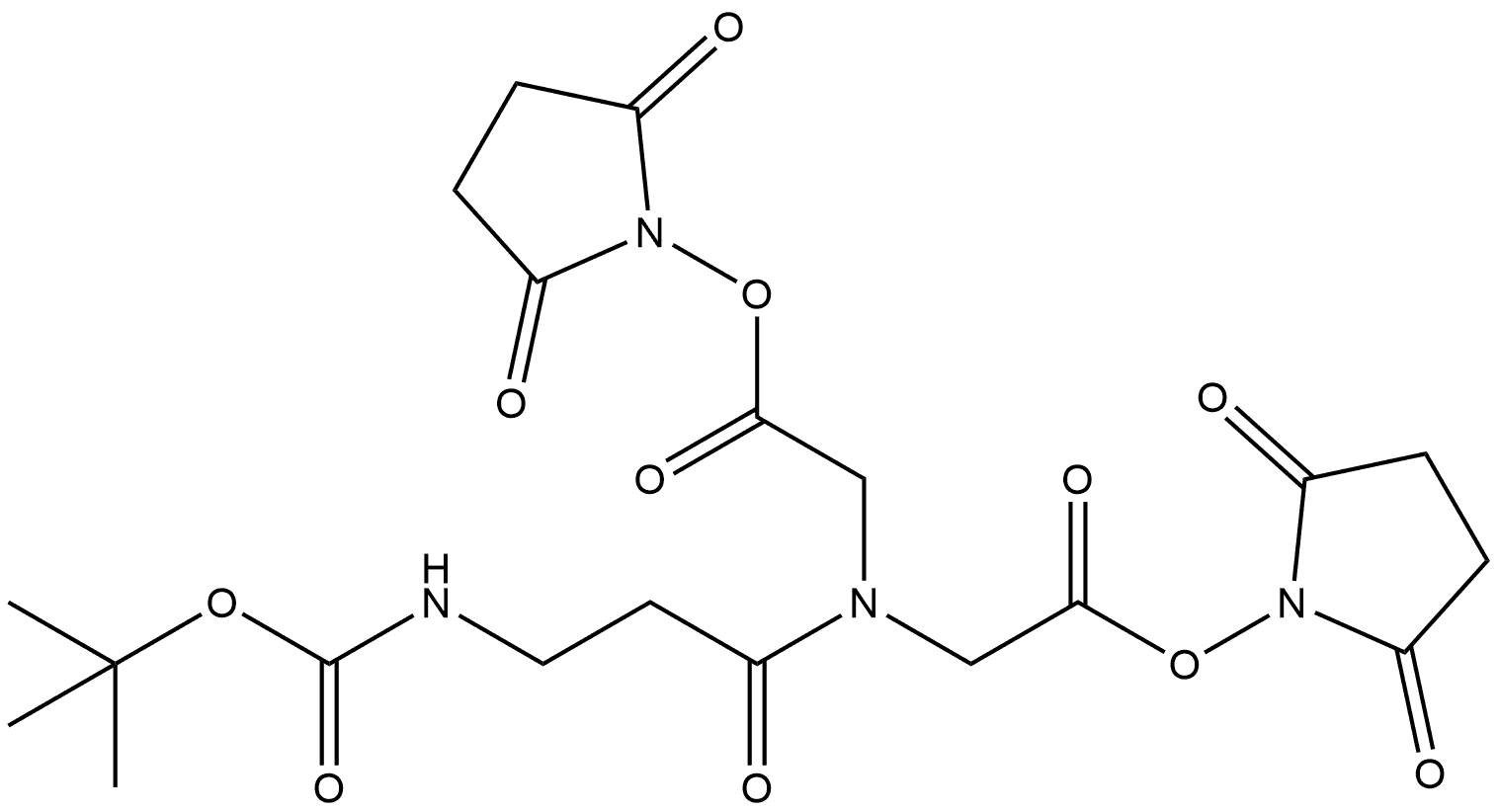 Glycine, N-[(1,1-dimethylethoxy)carbonyl]-β-alanyl-N-[2-[(2,5-dioxo-1-pyrrolidinyl)oxy]-2-oxoethyl]-, 2,5-dioxo-1-pyrrolidinyl ester Struktur