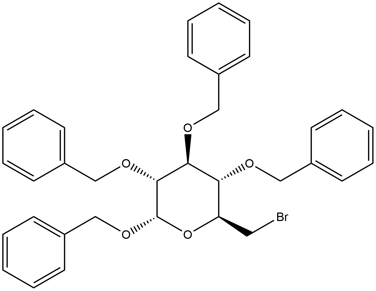 α-D-Glucopyranoside, phenylmethyl 6-bromo-6-deoxy-2,3,4-tris-O-(phenylmethyl)- Struktur