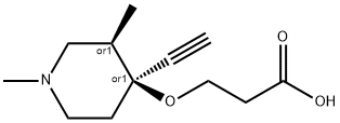 Propionic acid, 3-[(4-ethynyl-1,3-dimethyl-4-piperidinyl)oxy]-, stereoisomer (8CI) Struktur