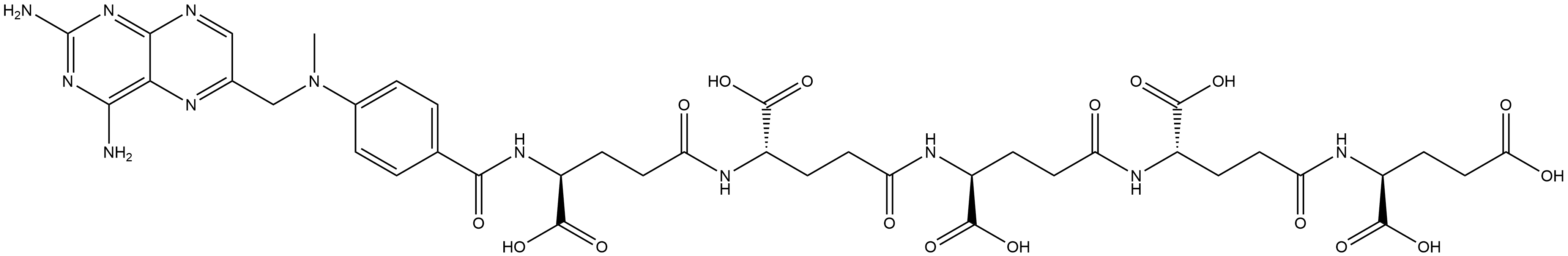 L-Glutamic acid, N-[4-[[(2,4-diamino-6-pteridinyl)methyl]methylamino]benzoyl]-L-γ-glutamyl-L-γ-glutamyl-L-γ-glutamyl-L-γ-glutamyl- Struktur