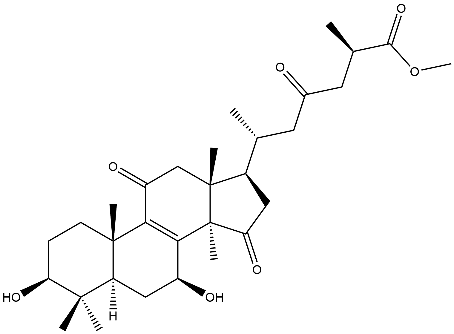 Lanost-8-en-26-oic acid, 3,7-dihydroxy-11,15,23-trioxo-, methyl ester, (3β,7β,25R)- Struktur