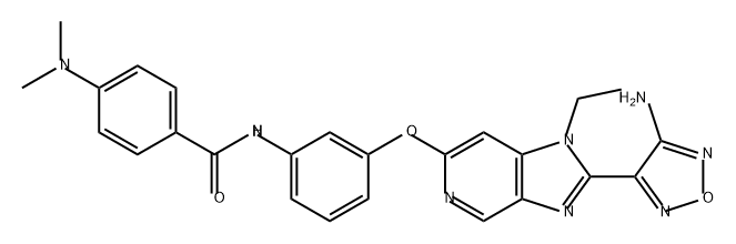 Benzamide, N-[3-[[2-(4-amino-1,2,5-oxadiazol-3-yl)-1-ethyl-1H-imidazo[4,5-c]pyridin-6-yl]oxy]phenyl]-4-(dimethylamino)- Struktur