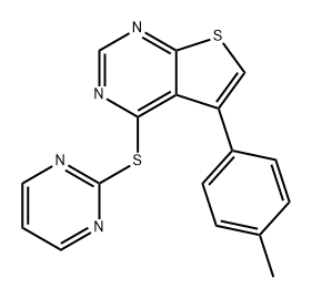 Thieno[2,3-d]pyrimidine, 5-(4-methylphenyl)-4-(2-pyrimidinylthio)- Struktur