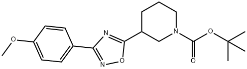 1-Piperidinecarboxylic acid, 3-[3-(4-methoxyphenyl)-1,2,4-oxadiazol-5-yl]-, 1,1-dimethylethyl ester Struktur