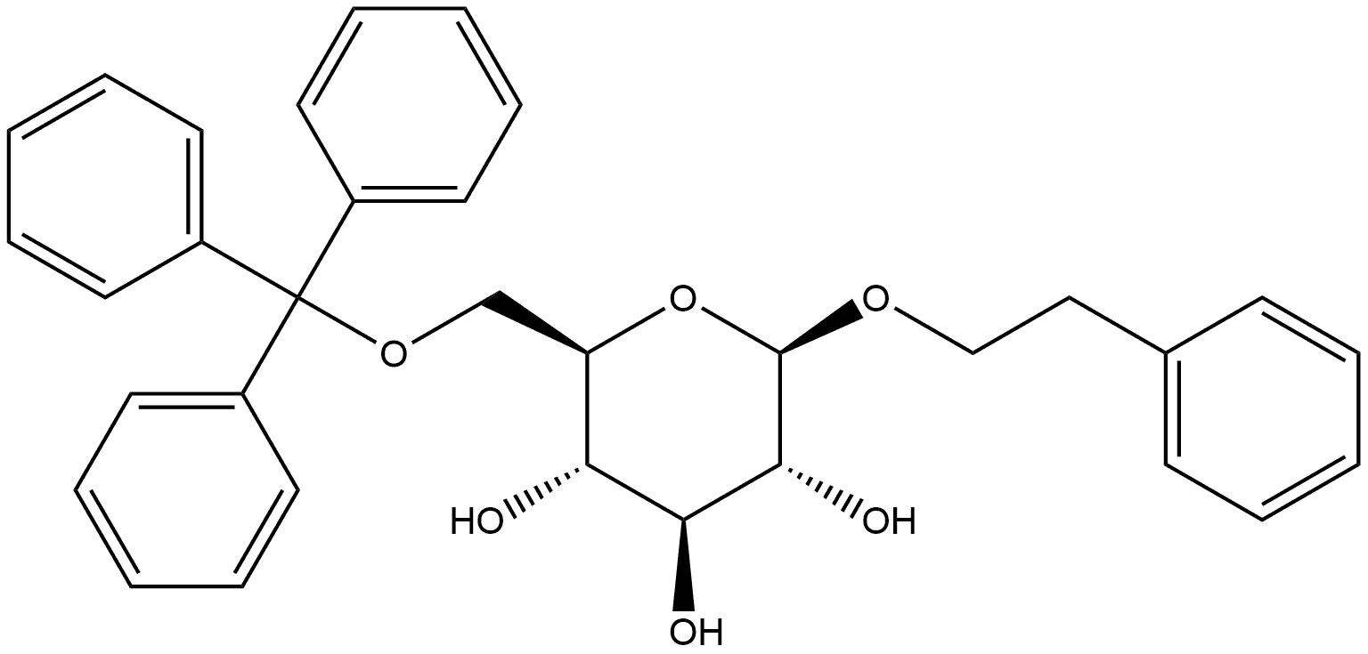 β-D-Glucopyranoside, 2-phenylethyl 6-O-(triphenylmethyl)- Struktur