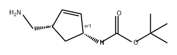 Carbamic acid, [(1R,4S)-4-(aminomethyl)-2-cyclopenten-1-yl]-, 1,1-dimethylethyl ester, rel- (9CI) Struktur