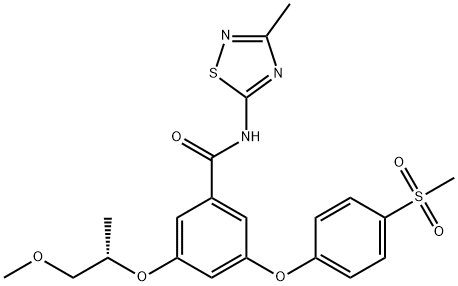 Benzamide, 3-[(1S)-2-methoxy-1-methylethoxy]-5-[4-(methylsulfonyl)phenoxy]-N-(3-methyl-1,2,4-thiadiazol-5-yl)- Struktur