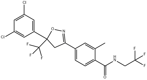 Benzamide, 4-[5-(3,5-dichlorophenyl)-4,5-dihydro-5-(trifluoromethyl)-3-isoxazolyl]-2-methyl-N-(2,2,2-trifluoroethyl)- Struktur