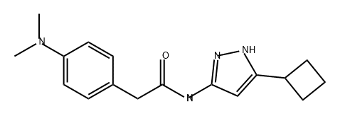 Benzeneacetamide, N-(5-cyclobutyl-1H-pyrazol-3-yl)-4-(dimethylamino)- Struktur