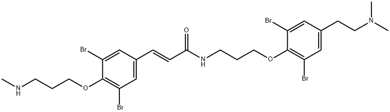 2-Propenamide, N-[3-[2,6-dibromo-4-[2-(dimethylamino)ethyl]phenoxy]propyl]-3-[3,5-dibromo-4-[3-(methylamino)propoxy]phenyl]-, (2E)- Struktur