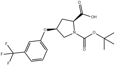 1,2-Pyrrolidinedicarboxylic acid, 4-[3-(trifluoromethyl)phenoxy]-, 1-(1,1-dimethylethyl) ester, (2S,4S)- Struktur