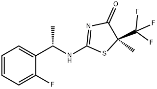 4(5H)-Thiazolone, 2-[[(1S)-1-(2-fluorophenyl)ethyl]amino]-5-methyl-5-(trifluoromethyl)-, (5S)- Structure