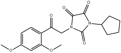 2,4,5-Imidazolidinetrione, 1-cyclopentyl-3-[2-(2,4-dimethoxyphenyl)-2-oxoethyl]- Struktur