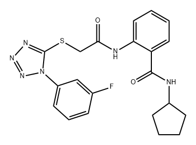 Benzamide, N-cyclopentyl-2-[[2-[[1-(3-fluorophenyl)-1H-tetrazol-5-yl]thio]acetyl]amino]- Struktur