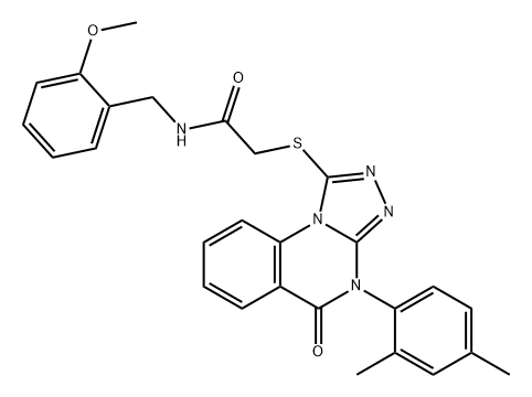 Acetamide, 2-[[4-(2,4-dimethylphenyl)-4,5-dihydro-5-oxo[1,2,4]triazolo[4,3-a]quinazolin-1-yl]thio]-N-[(2-methoxyphenyl)methyl]- Struktur