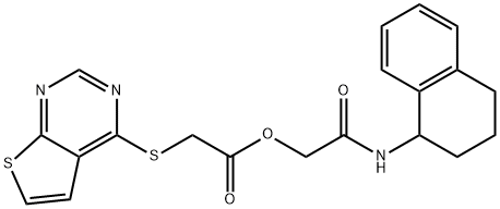 Acetic acid, 2-(thieno[2,3-d]pyrimidin-4-ylthio)-, 2-oxo-2-[(1,2,3,4-tetrahydro-1-naphthalenyl)amino]ethyl ester Struktur