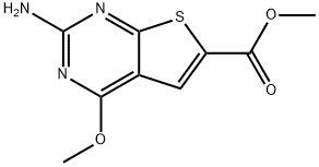 Thieno[2,3-d]pyrimidine-6-carboxylic acid, 2-amino-4-methoxy-, methyl ester Struktur