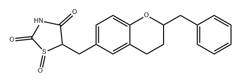 2,4-Thiazolidinedione, 5-[[3,4-dihydro-2-(phenylmethyl)-2H-1-benzopyran-6-yl]methyl]-, 1-oxide Struktur