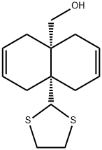 4a(4H)-Naphthalenemethanol, 8a-(1,3-dithiolan-2-yl)-1,5,8,8a-tetrahydro-, cis- Struktur