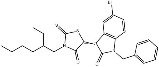 (5Z)-5-(1-benzyl-5-bromo-2-oxoindol-3-ylidene)-3-(2-ethylhexyl)-2-sulfanylidene-1,3-thiazolidin-4-one Struktur