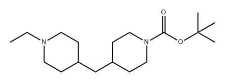 1-Piperidinecarboxylic acid, 4-[(1-ethyl-4-piperidinyl)methyl]-, 1,1-dimethylethyl ester Struktur