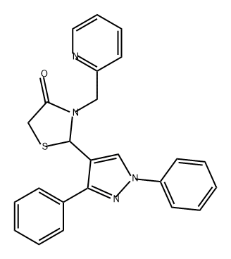 4-Thiazolidinone, 2-(1,3-diphenyl-1H-pyrazol-4-yl)-3-(2-pyridinylmethyl)- Struktur