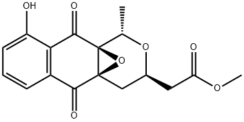 (1S)-3,4,5,10-Tetrahydro-9-hydroxy-1α-methyl-5,10-dioxo-4aβ,10aβ-epoxy-1H-naphtho[2,3-c]pyran-3β-acetic acid methyl ester Struktur