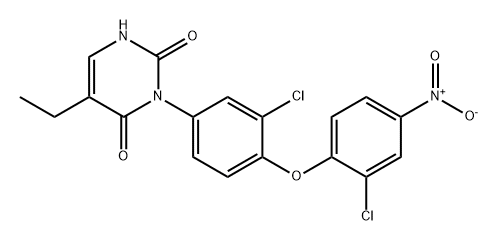 2,4(1H,3H)-Pyrimidinedione, 3-[3-chloro-4-(2-chloro-4-nitrophenoxy)phenyl]-5-ethyl- Struktur